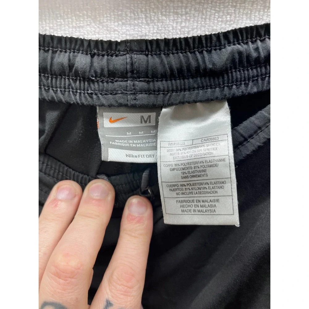 Nike Track Pants Mens M Black Fit Dry Mesh Stripe‎ Zippers joggers 3237